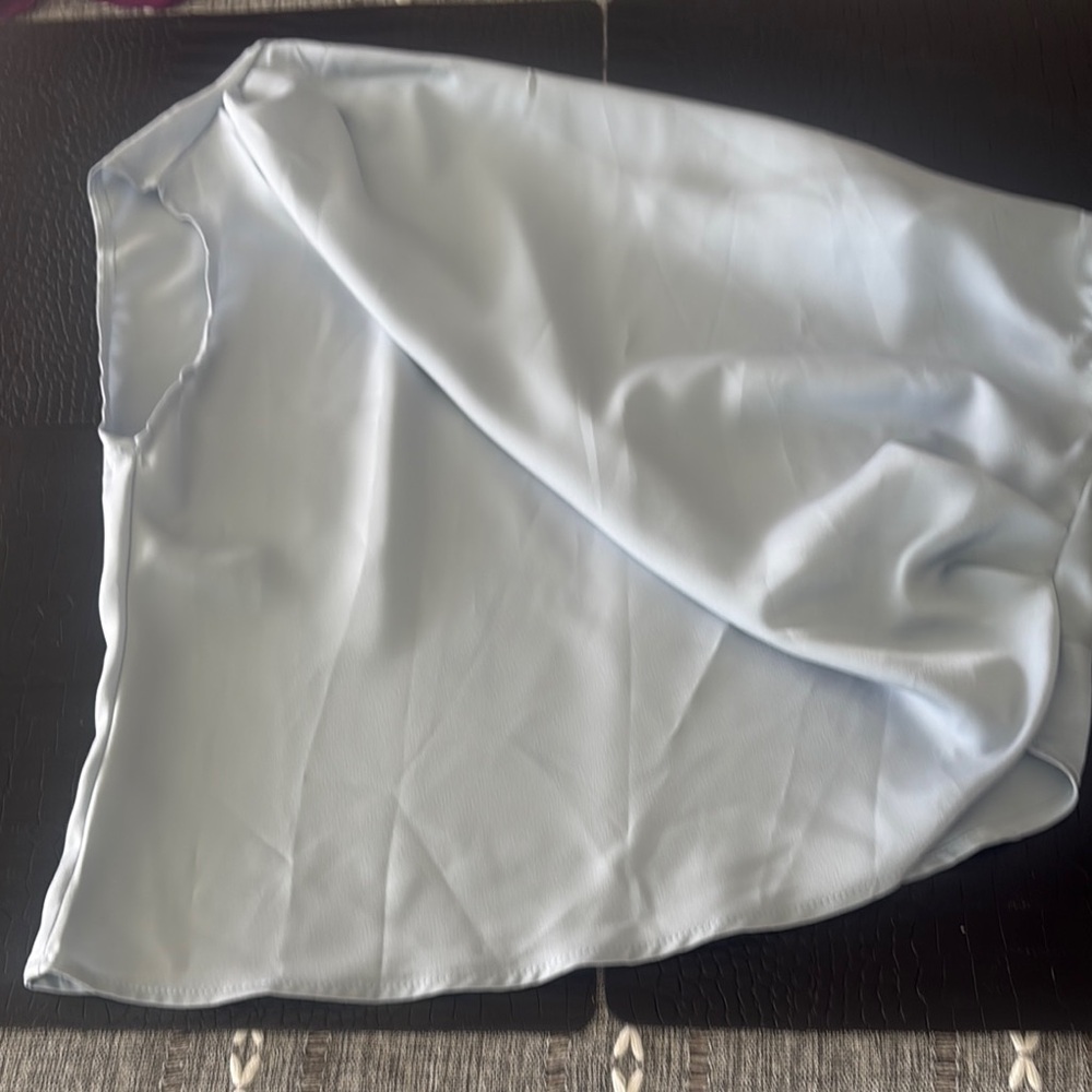 Elegant Light Blue Satin Skirt